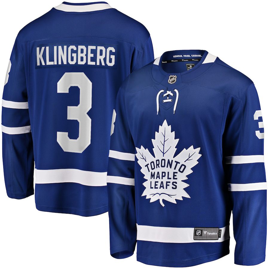 Men Toronto Maple Leafs #3 John Klingberg Fanatics Branded Blue Home Breakaway NHL Jersey->nike air jordan->Sneakers